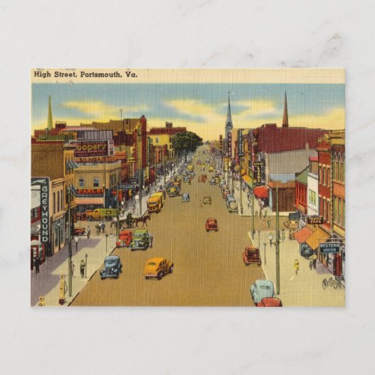 High Street, Portsmouth, Virginia Briefkaart (Voorkant)
