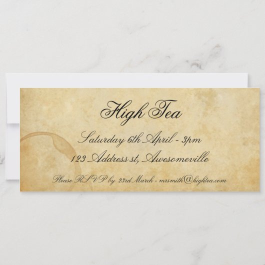 High Tea/Aftermiddag Tea-uitnodiging Kaart (Achterkant)