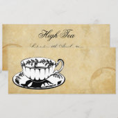 High Tea/Aftermiddag Tea-uitnodiging Kaart (Voorkant / Achterkant)