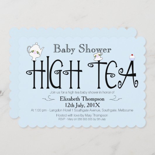 High Tea baby shower uitnodiging (Voorkant / Achterkant)