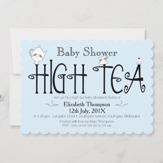 High Tea baby shower uitnodiging (Voorkant)