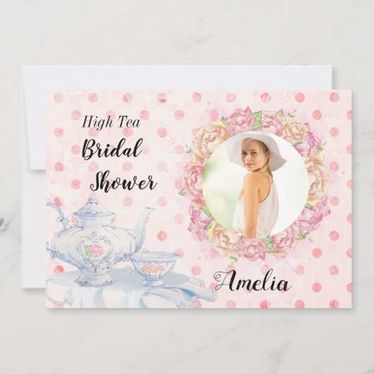 High Tea Foto Bruids Douche Uitnodiging (Voorkant)