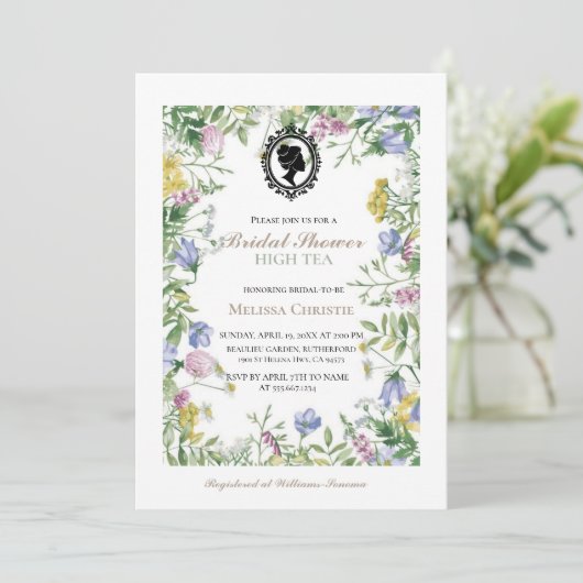 High Tea Garden Party, mooie zachte pastel uitnodi Kaart (Staand voorkant)