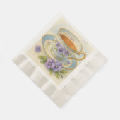High Tea Napkins | Vintage Tea Cup & Pansies Servet (Hoek)