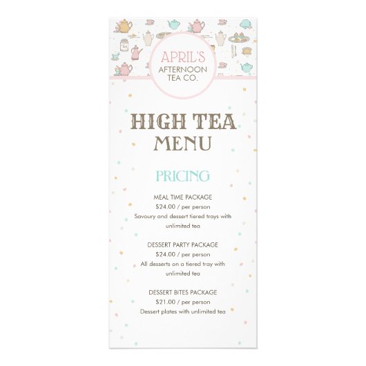 High Tea Party Cafe en Restaurant Menu Kaart (Voorkant)