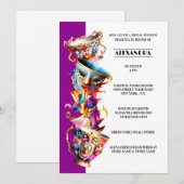 High tea party theekopjes carnaval maskers maskera kaart (Voorkant / Achterkant)