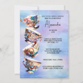 High tea party theekopjes  china bloemenbruids kaart (Voorkant)