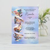 High tea party theekopjes  china bloemenbruids kaart (Staand voorkant)