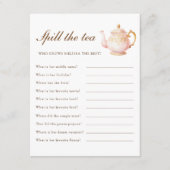 High Tea Pastel Bridal Shower Party Game Informatiekaartje (Voorkant)