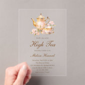 High Tea Pastel Gold Bridal Shower Acryl Uitnodigingen (Insitu (Draagbaar))