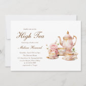 High Tea Pastel Gold Bridal Shower Kaart (Voorkant)