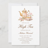 High Tea Pastel Gold Bridal Shower Kaart (Voorkant)