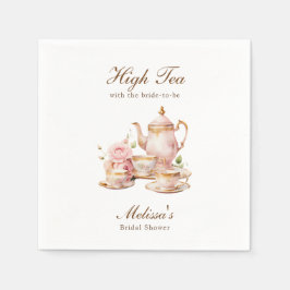 High Tea Pastel Gold Bridal Shower Servet