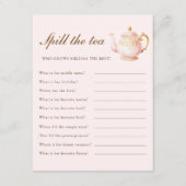 High Tea Pastel Pink Bridal Shower Party Game Informatiekaartje (Voorkant)