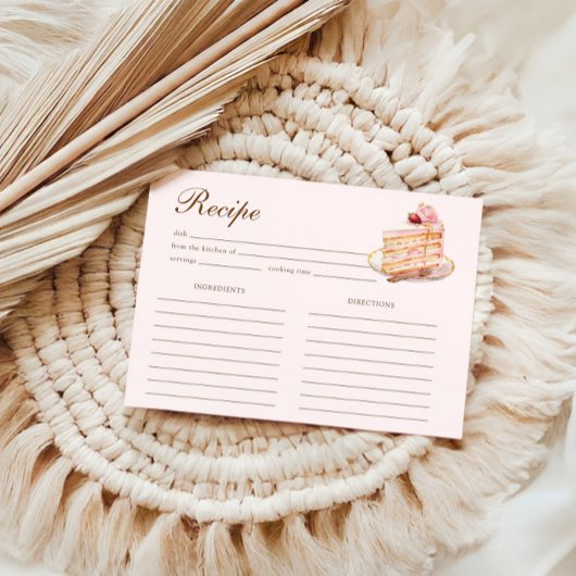 High Tea Pastel Pink Bridal Shower Recipe Informatiekaartje