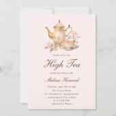 High Tea Pastel Pink Gold Bridal Shower Kaart (Voorkant)