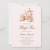 High Tea Pastel Pink Gold Bridal Shower Kaart (Voorkant)