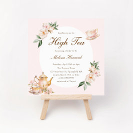 High Tea Pastel Pink Gold Bridal Shower Kaart