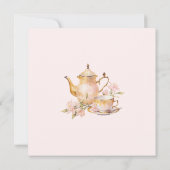 High Tea Pastel Pink Gold Bridal Shower Kaart (Achterkant)