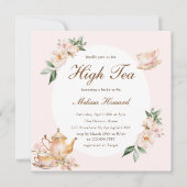 High Tea Pastel Pink Gold Bridal Shower Kaart (Voorkant)