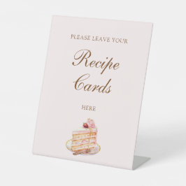 High Tea Pastel Roze Bruiloftsfeest Recept Kaarten Reclamebord Met Voetstuk