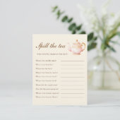 High Tea Pastel Yellow Bridal Shower Party Game Informatiekaartje (Staand voorkant)
