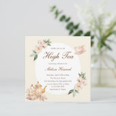 High Tea Pastel Yellow Gold Bridal Shower Kaart (Staand voorkant)