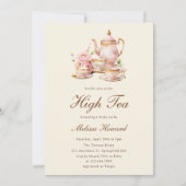 High Tea Pastel Yellow Gold Bridal Shower Kaart (Voorkant)