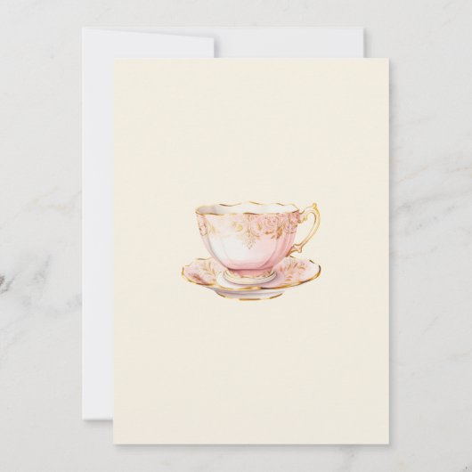 High Tea Pastel Yellow Gold Bridal Shower Kaart (Achterkant)