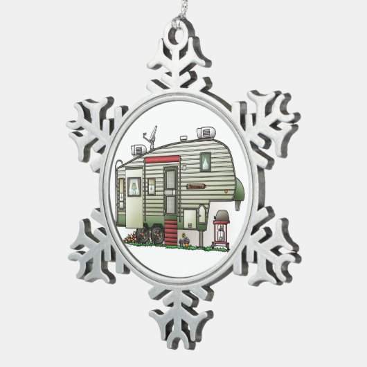 High Tech 5th Wheel Tin Sneeuwvlok Ornament (Rechts)