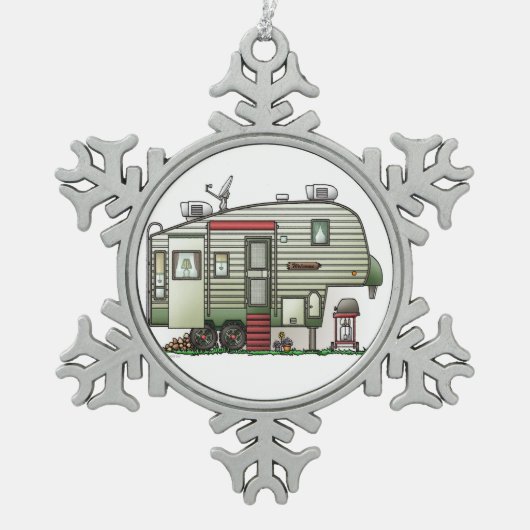 High Tech 5th Wheel Tin Sneeuwvlok Ornament (Voorkant)