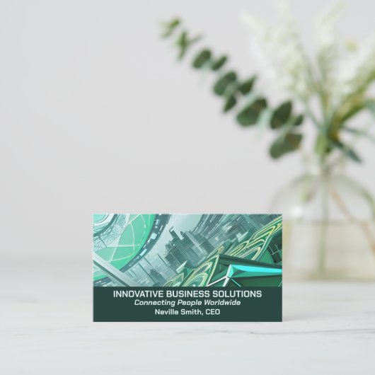 High Tech Business Cityscape Visitekaartje (Staand voorkant)