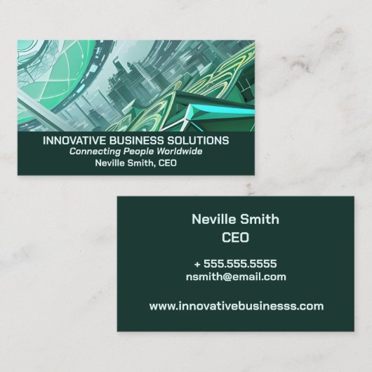 High Tech Business Cityscape Visitekaartje (Voorkant / Achterkant)