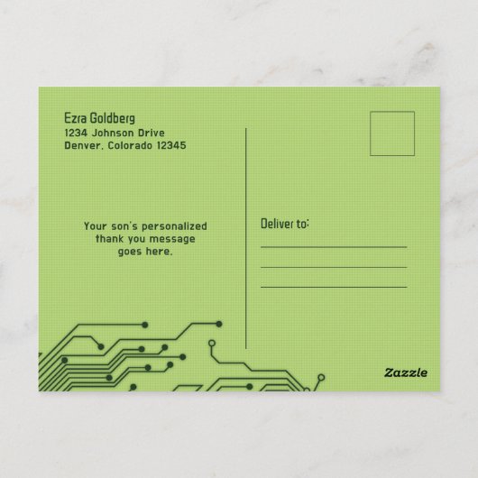 High Tech Computer Circuit Board Bar Mitzvah Briefkaart (Achterkant)