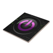 High-Tech Elegance: Paarse Power Button Tegeltje (Zijkant)