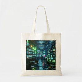 High-Tech Hacker's Lair - Neon groen en blauw Tote Bag