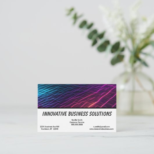 High Tech Kleurrijke Net Waves Half Wit Blok Visitekaartje (Staand voorkant)