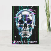High-Tech Neon Cyber Chrome Schedel Kaart (Voorkant)