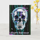 High-Tech Neon Cyber Chrome Skull Kaart (Gele Bloem)