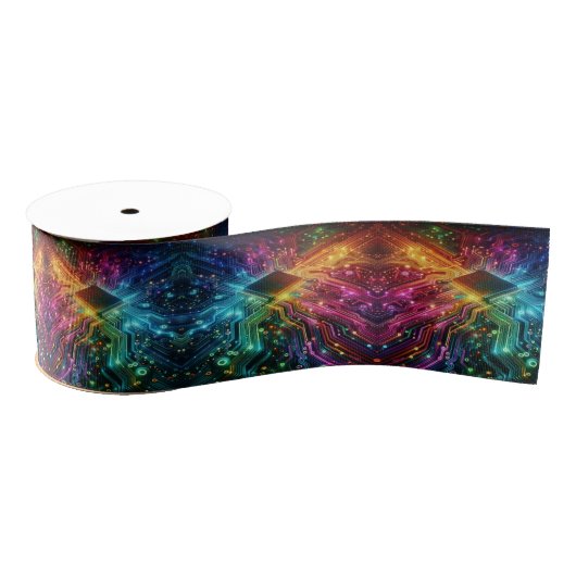 High Tech Rainbow Circuit Board Ribbon Grosgrain Lint (Spoel)