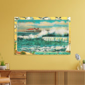 High Tide at Long Beach, Californië Canvas Afdruk (Insitu (Woonkamer))
