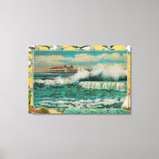 High Tide at Long Beach, Californië Canvas Afdruk (Voorkant)