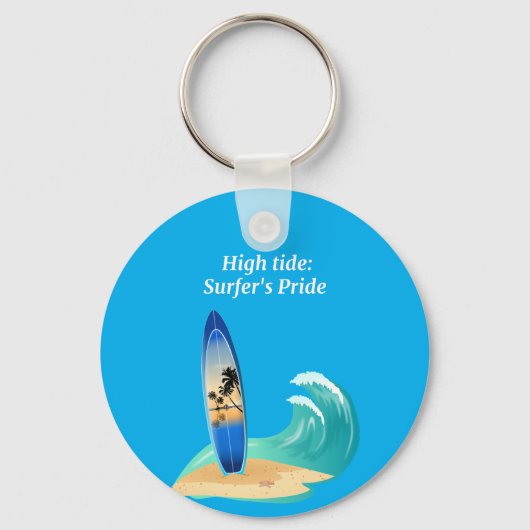 "High Tide: Surfer's Pride" avontuur oceaan strand Sleutelhanger (Voorkant)