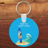 "High Tide: Surfer's Pride" avontuur oceaan strand Sleutelhanger (Voorkant)