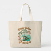 High Tides Good Vibes Beach Life Surfen Tropisch Grote Tote Bag (Achterkant)