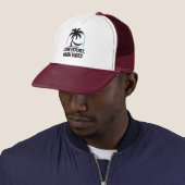 High Vibes Trucker Hat – Neon Palm Chill Gift Pet (In situ)