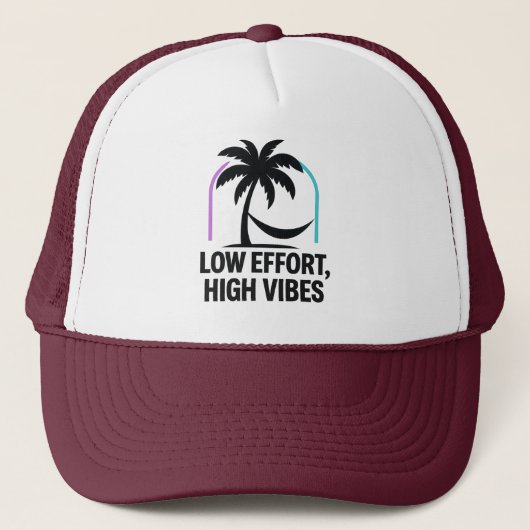 High Vibes Trucker Hat – Neon Palm Chill Gift Pet (Voorkant)