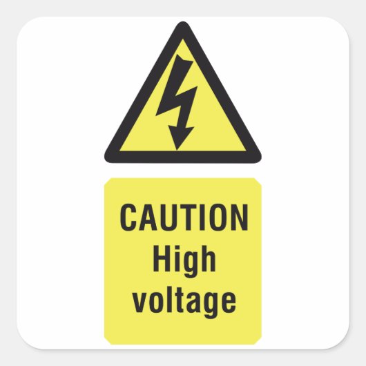 High Voltage-Caution Vierkante Sticker (Voorkant)
