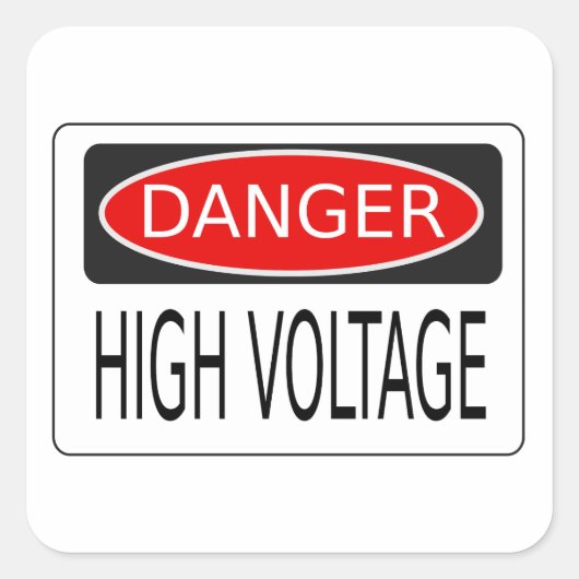 High voltage danger vierkante sticker (Voorkant)