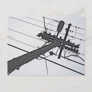 High Voltage - zwarte en witte industriële foto Briefkaart